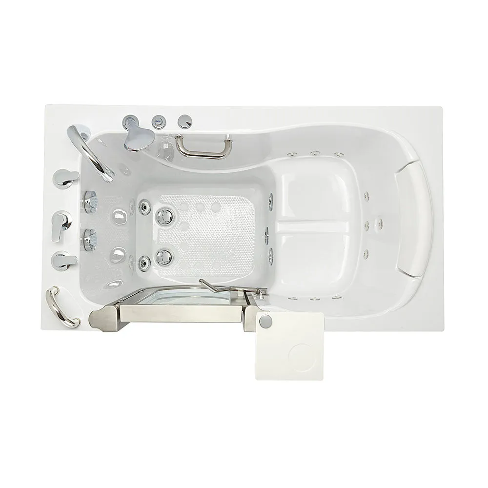 Ella Royal 32"x52" Acrylic Hydro Massage Walk-In Bathtub with Left Inward Swing Door, Heated Seat, 5 Piece Fast Fill Faucet, 2" Dual Drain