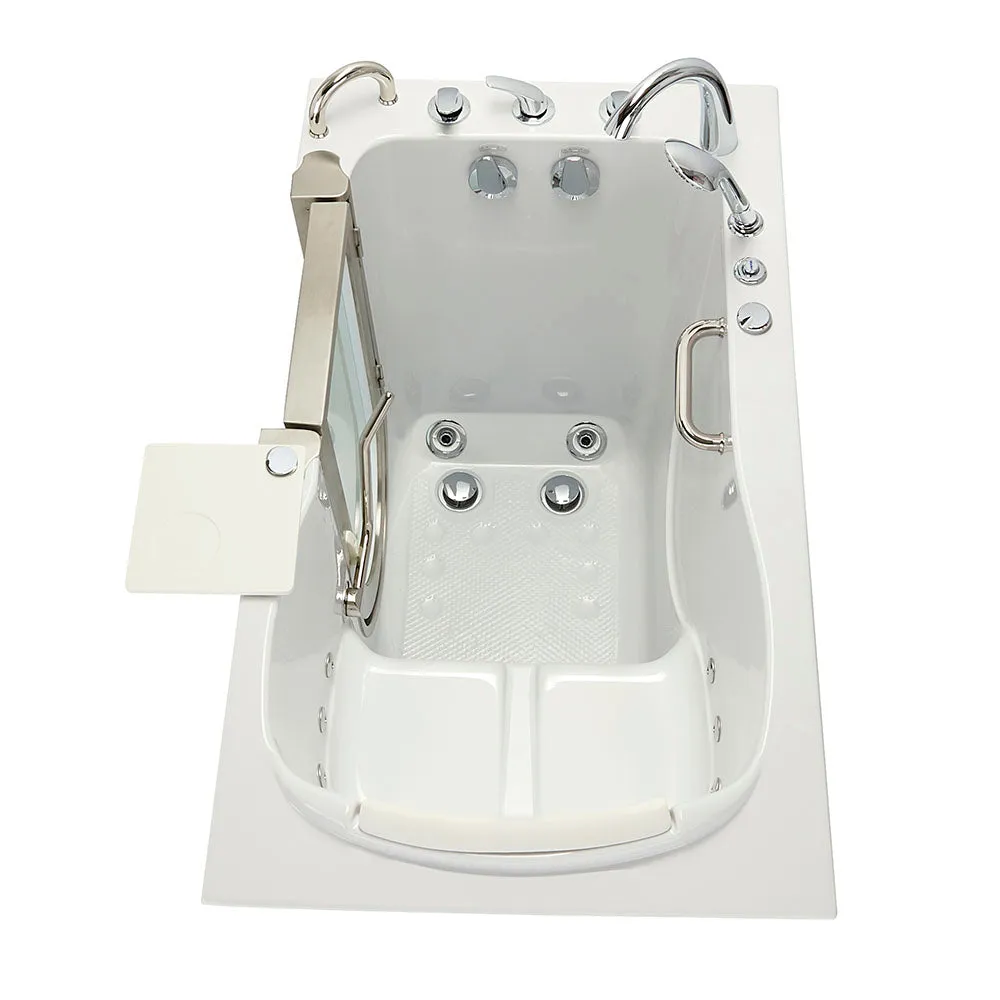 Ella Royal 32"x52" Acrylic Hydro Massage Walk-In Bathtub with Left Inward Swing Door, Heated Seat, 5 Piece Fast Fill Faucet, 2" Dual Drain