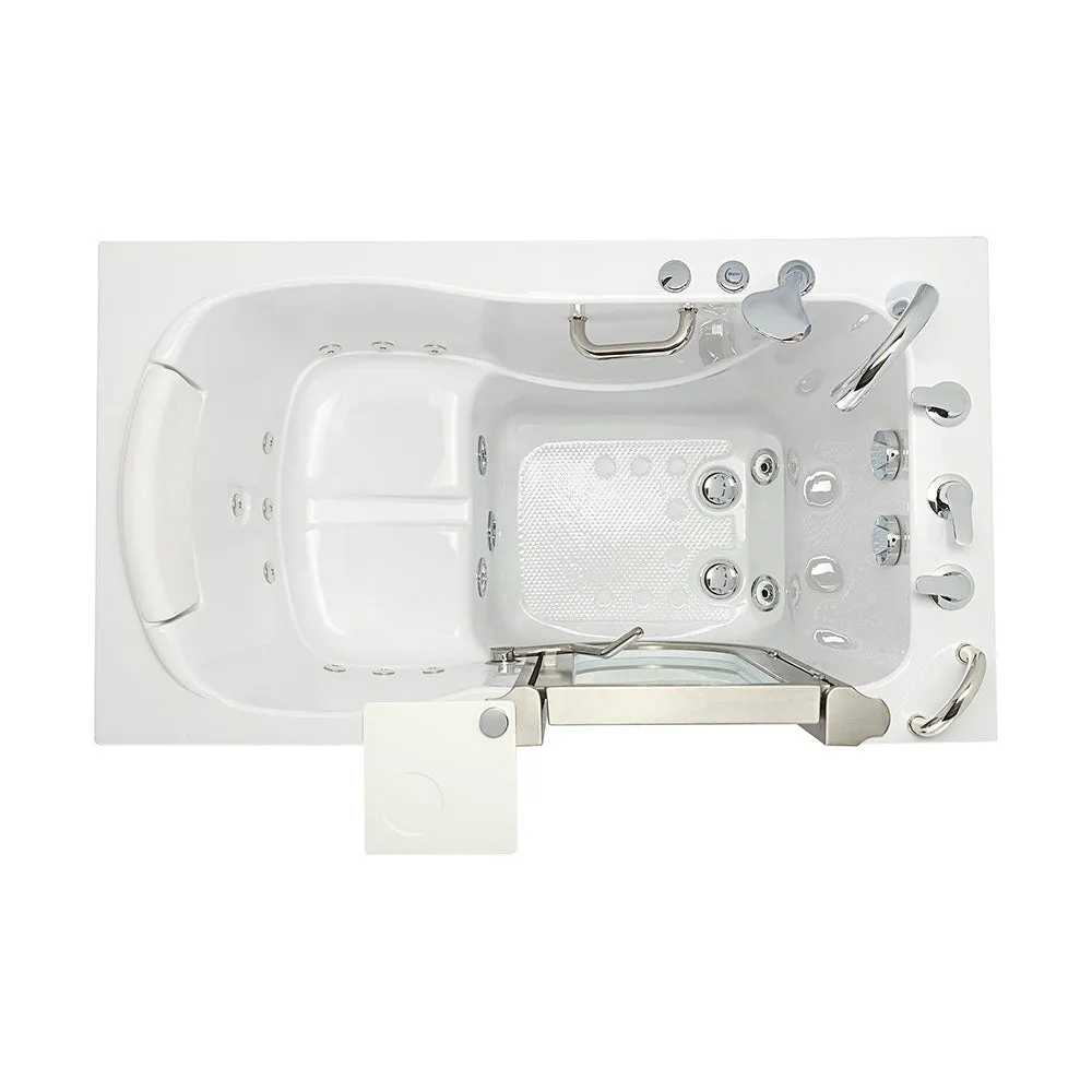 Ella Royal 32"x52" Acrylic Hydro Massage Walk-In Bathtub with Right Inward Swing Door, 5 Piece Fast Fill Faucet, 2" Dual Drain