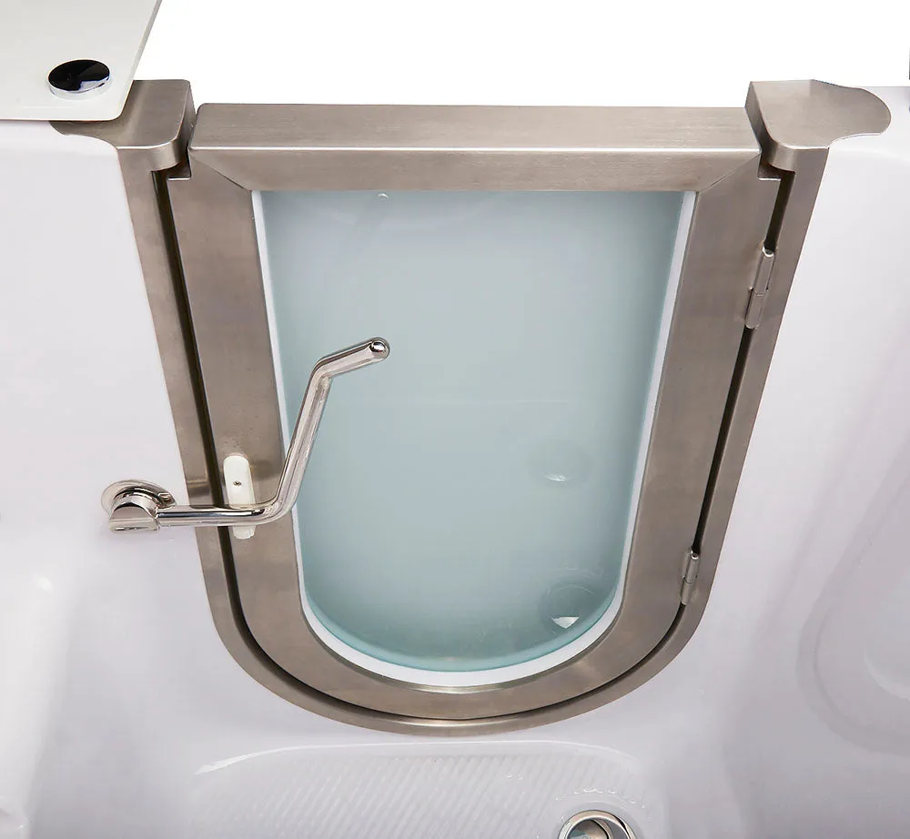 Ella Royal 32"x52" Acrylic Soaking Walk-In-Bathtub, Left Inward Swing Door, Heated Seat,  2 Piece Fast Fill Faucet, 2" Dual Drain