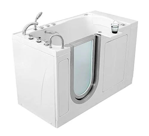 Ella's Bubbles 3107 Elite Soaking Acrylic Walk-In Bathtub with Left Inward Swing Door, No Faucet, Dual 2" Drains, 30"x 52", White