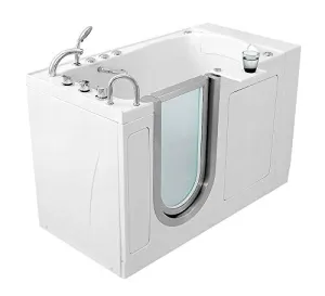 Ella's Bubbles 3107 Elite Soaking Acrylic Walk-In Bathtub with Left Inward Swing Door, No Faucet, Dual 2" Drains, 30"x 52", White
