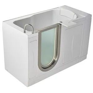 Ella's Bubbles H03167 Petite Soaking Acrylic Walk-In Bathtub with Heated Seat, Left Inward Swing Door, Dual 2" Drains, no faucet, 28" x 52" x 38", White