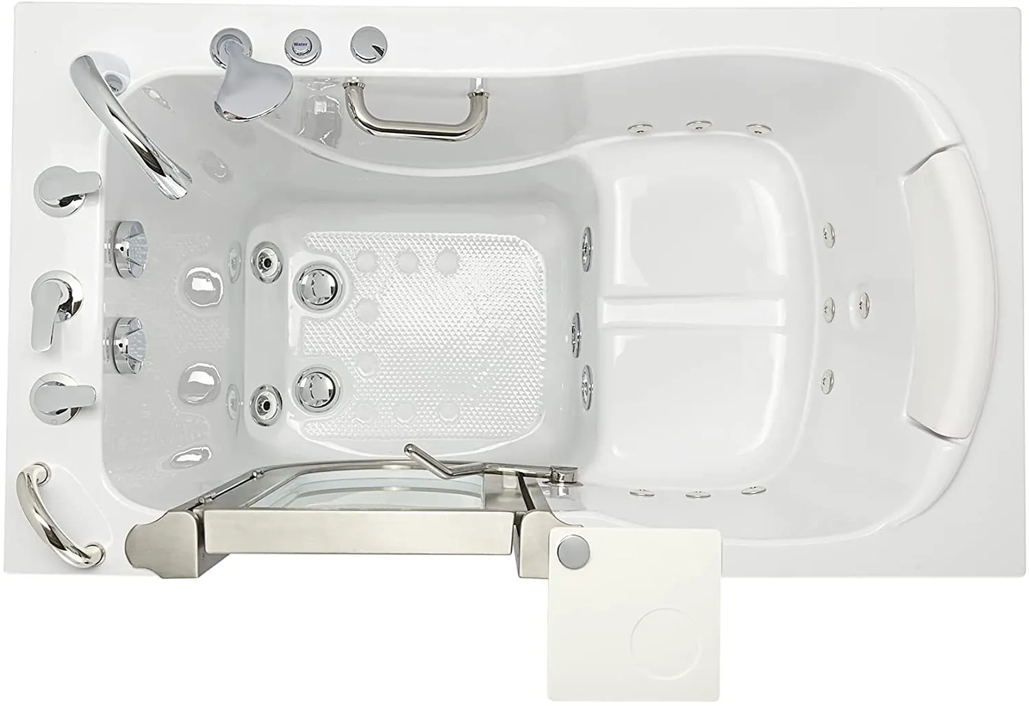 Ella's Bubbles H3117-HB Royal Hydro Massage Acrylic Walk-In Bathtub with Left Inward Swing Door, Ella 5pc. Fast-Fill Faucet, Dual 2" Drains, 32"x 52", White