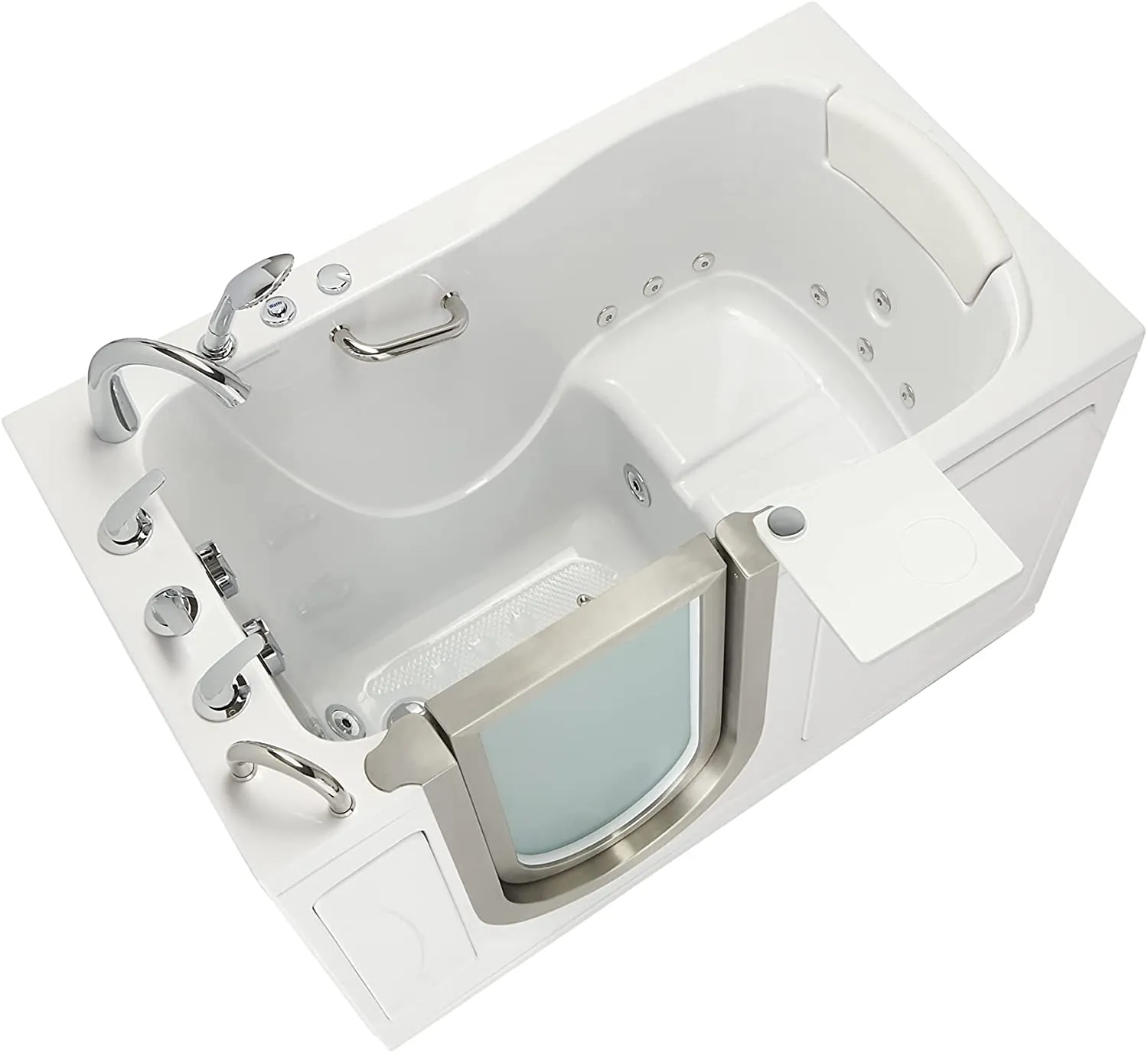 Ella's Bubbles H3117-HB Royal Hydro Massage Acrylic Walk-In Bathtub with Left Inward Swing Door, Ella 5pc. Fast-Fill Faucet, Dual 2" Drains, 32"x 52", White
