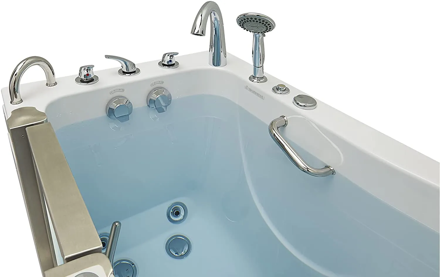 Ella's Bubbles H3117-HB Royal Hydro Massage Acrylic Walk-In Bathtub with Left Inward Swing Door, Ella 5pc. Fast-Fill Faucet, Dual 2" Drains, 32"x 52", White