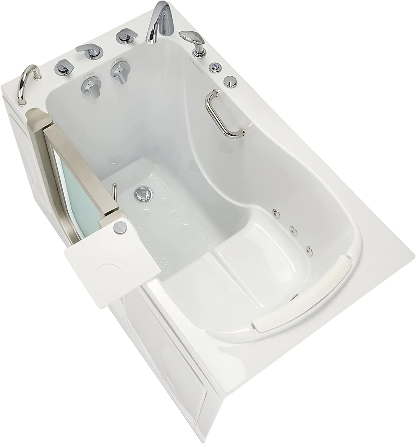 Ella's Bubbles H3117-HB Royal Hydro Massage Acrylic Walk-In Bathtub with Left Inward Swing Door, Ella 5pc. Fast-Fill Faucet, Dual 2" Drains, 32"x 52", White