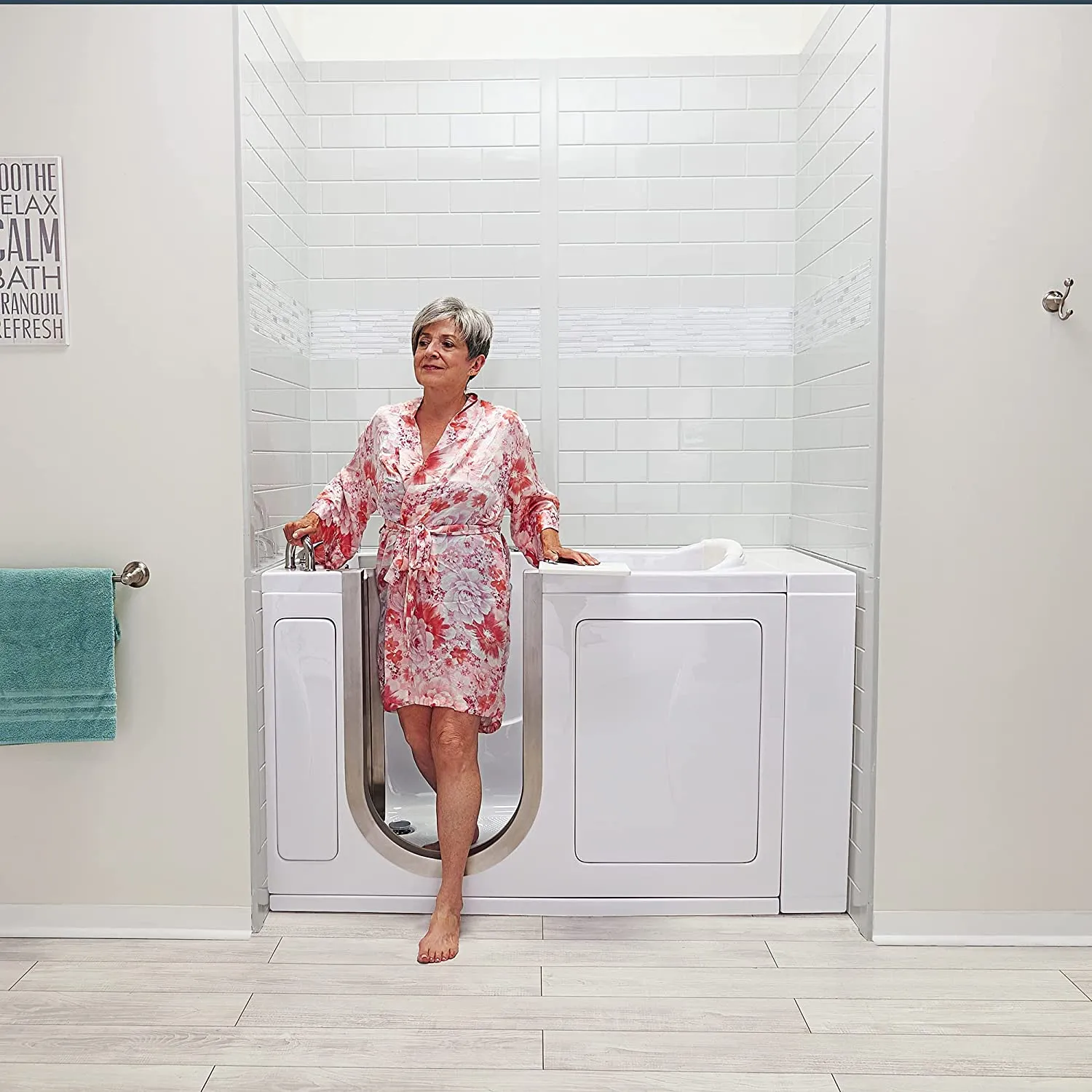 Ella's Bubbles H3117-HB Royal Hydro Massage Acrylic Walk-In Bathtub with Left Inward Swing Door, Ella 5pc. Fast-Fill Faucet, Dual 2" Drains, 32"x 52", White
