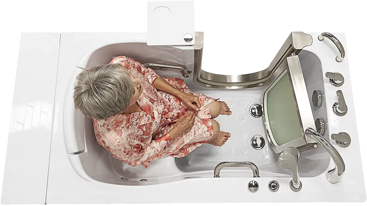 Ella's Bubbles H3117-HB Royal Hydro Massage Acrylic Walk-In Bathtub with Left Inward Swing Door, Ella 5pc. Fast-Fill Faucet, Dual 2" Drains, 32"x 52", White