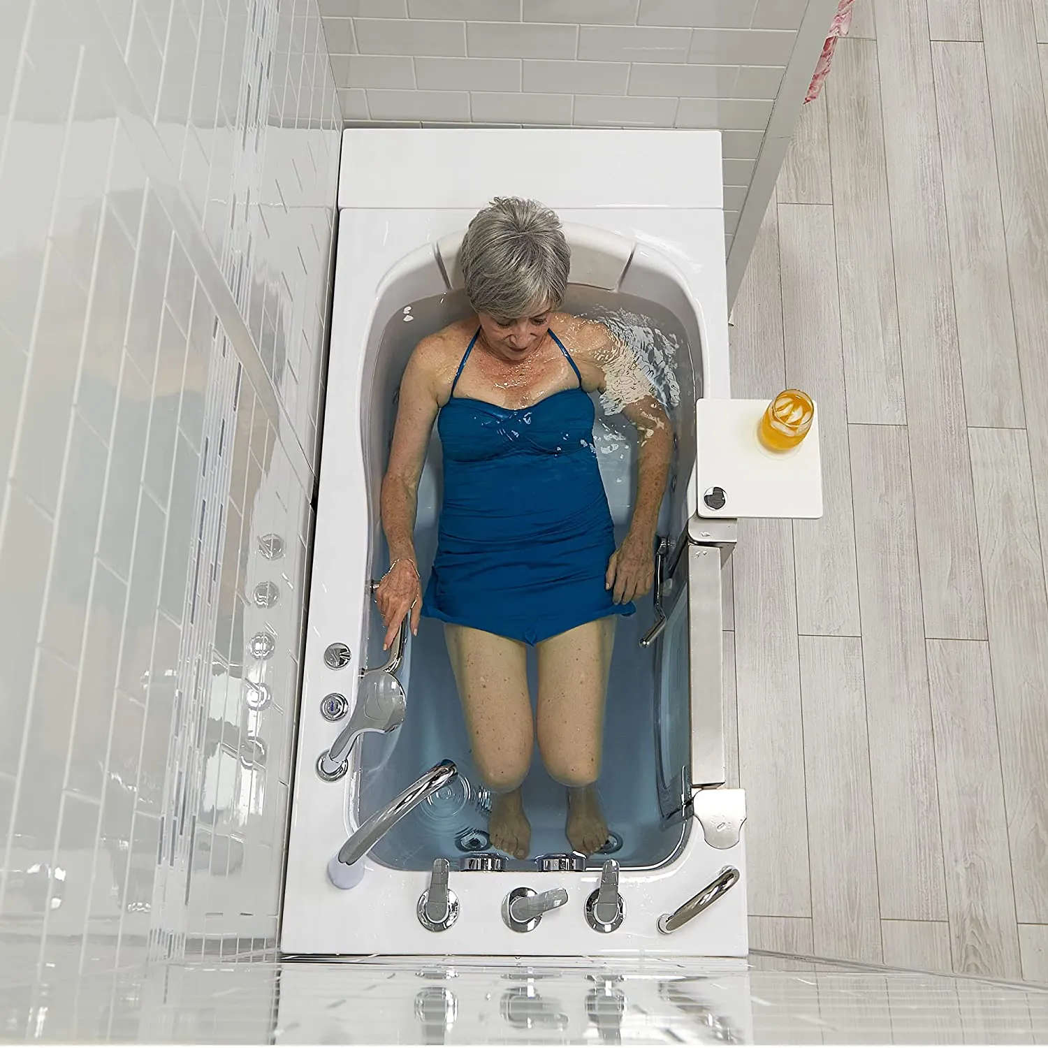 Ella's Bubbles H3117-HB Royal Hydro Massage Acrylic Walk-In Bathtub with Left Inward Swing Door, Ella 5pc. Fast-Fill Faucet, Dual 2" Drains, 32"x 52", White