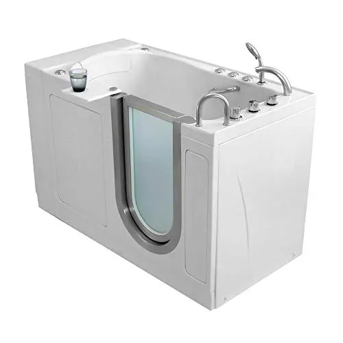 Ella's Bubbles H3118 Ella Royal Hydro Massage Acrylic Walk-in Bathtub with Right Inward Swing Door, Thermostatic Faucet, Dual 2" Drains 32"x 52" White