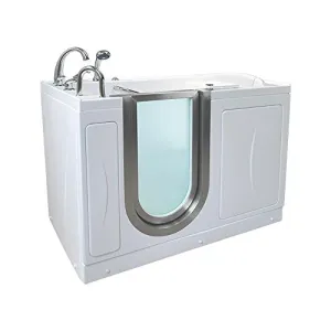 Ella's Bubbles M3107-HB Elite Microbubble Acrylic Walk-In Bathtub with Left Inward Swing Door, Ella 5pc. Fast-Fill Faucet, Dual 2" Drains, 30"x 52", White