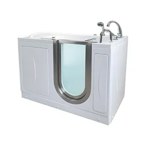 Ella's Bubbles M3108-HB Elite Microbubble Acrylic Walk-In Bathtub with Right Inward Swing Door, Ella 5pc. Fast-Fill Faucet, Dual 2" Drains, 30"x 52", White