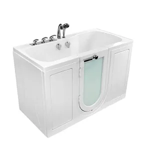 Ella's Bubbles O2SA3260-HB-L Tub4Two Soaking Acrylic Walk-in Tub with Left Outward Swing Door, Ella 5pc. Fast-Fill Faucet, Dual 2" Drains, 32" x 60" x 42", White