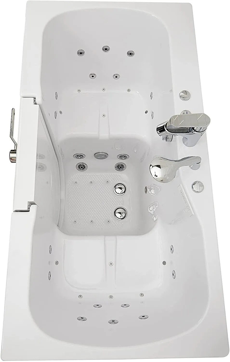 Ella's Bubbles O2SA3260HH-HB-R Tub4Two Hydro Massage Acrylic Walk-In Tub with Heated Seat, Right Outward Swing Door, Ella 5pc. Fast-Fill Faucet, Dual 2" Drains, 32" x 60" x 42", White