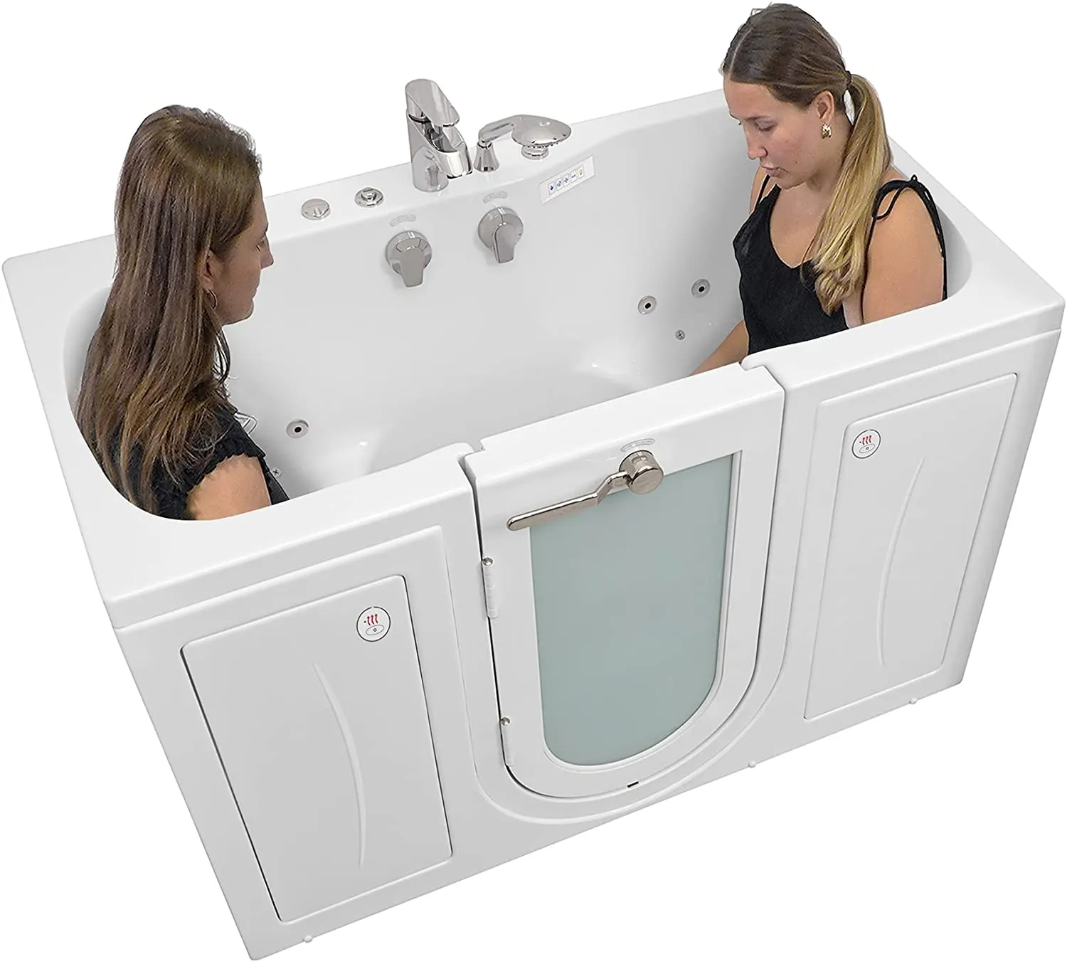 Ella's Bubbles O2SA3260HH-HB-R Tub4Two Hydro Massage Acrylic Walk-In Tub with Heated Seat, Right Outward Swing Door, Ella 5pc. Fast-Fill Faucet, Dual 2" Drains, 32" x 60" x 42", White