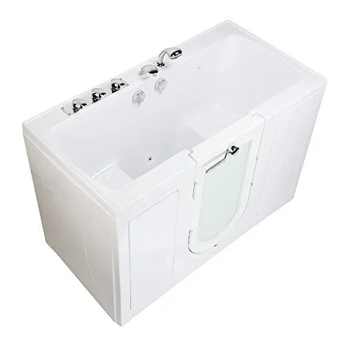 Ella's Bubbles O2SA3260M-HB-L Tub4Two Microbubble Therapy Acrylic Walk-in Tub with Left Outward Swing Door, Ella 5pc. Fast-Fill Faucet, Dual 2" Drains, 32"x 60", White