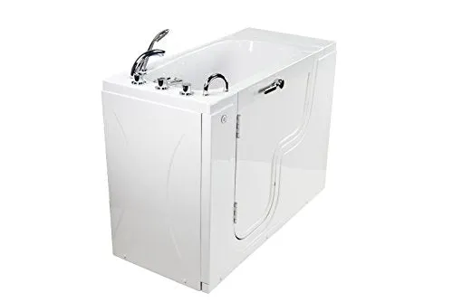 Ella's Bubbles OLA2652-L-h Transfer26 26"x 52" Soaking Acrylic Walk-In Bathtub with Heated Seat, Left Outward Swing Door, Thermostatic Faucet, Dual 2" Drains, White
