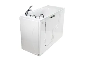 Ella's Bubbles OLA2652-L-h Transfer26 26"x 52" Soaking Acrylic Walk-In Bathtub with Heated Seat, Left Outward Swing Door, Thermostatic Faucet, Dual 2" Drains, White