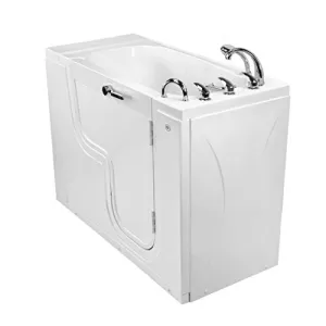 Ella's Bubbles OLA2652-R-hHB Transfer26 26"x 52" Soaking Acrylic Walk-In Bathtub with Heated Seat, Right Outward Swing Door, Ella 5pc. Fast-Fill Faucet, Dual 2" Drains, White