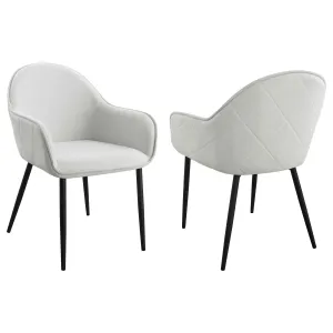 Emma Fabric Upholstered Dining Arm Chair Fog Grey (Set of 2)