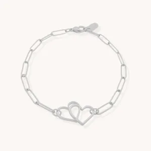 Eternal Heart Paperclip Bracelet, Silver