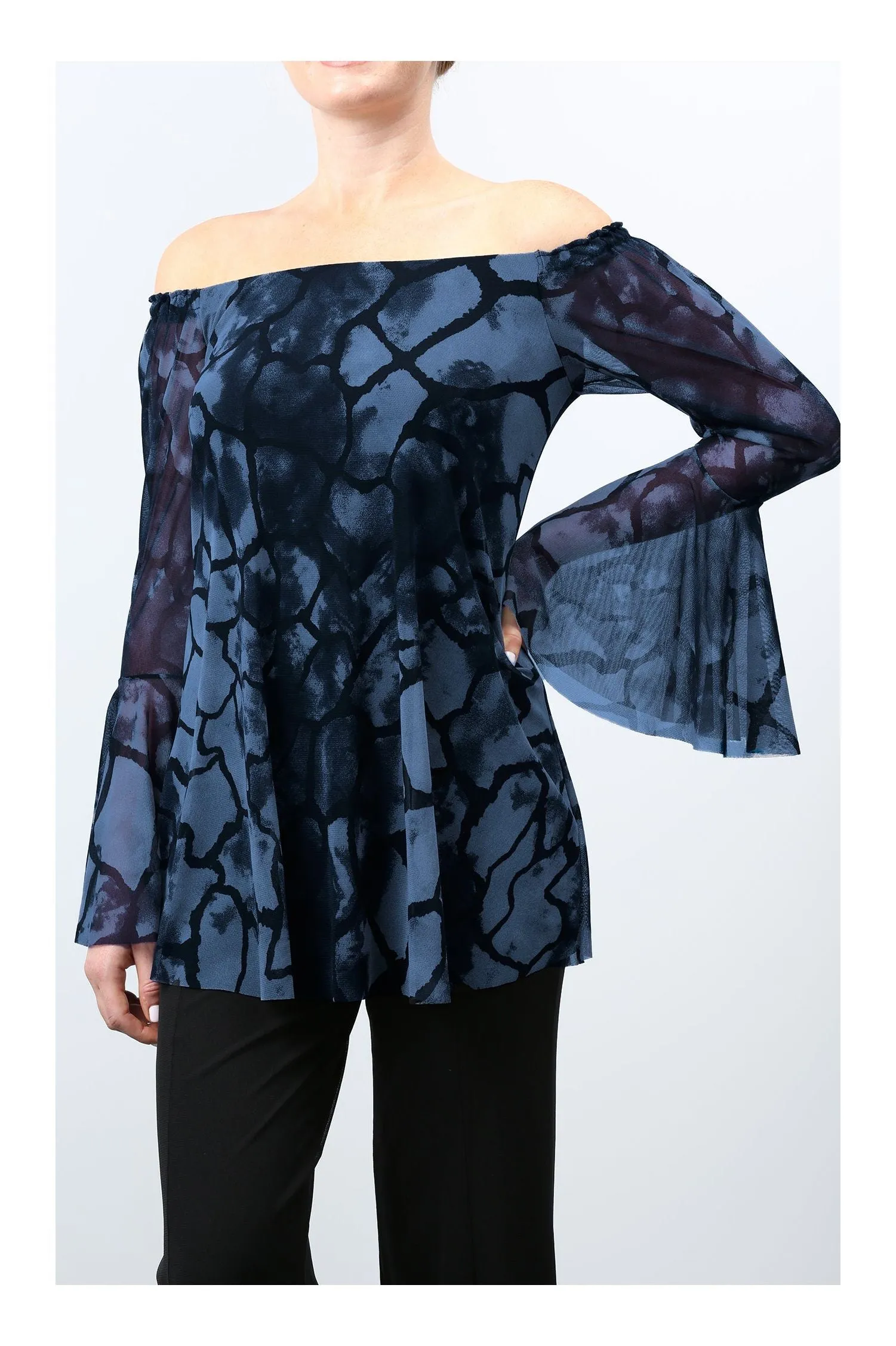 ETHIOPIA Off The Shoulder Top Blue