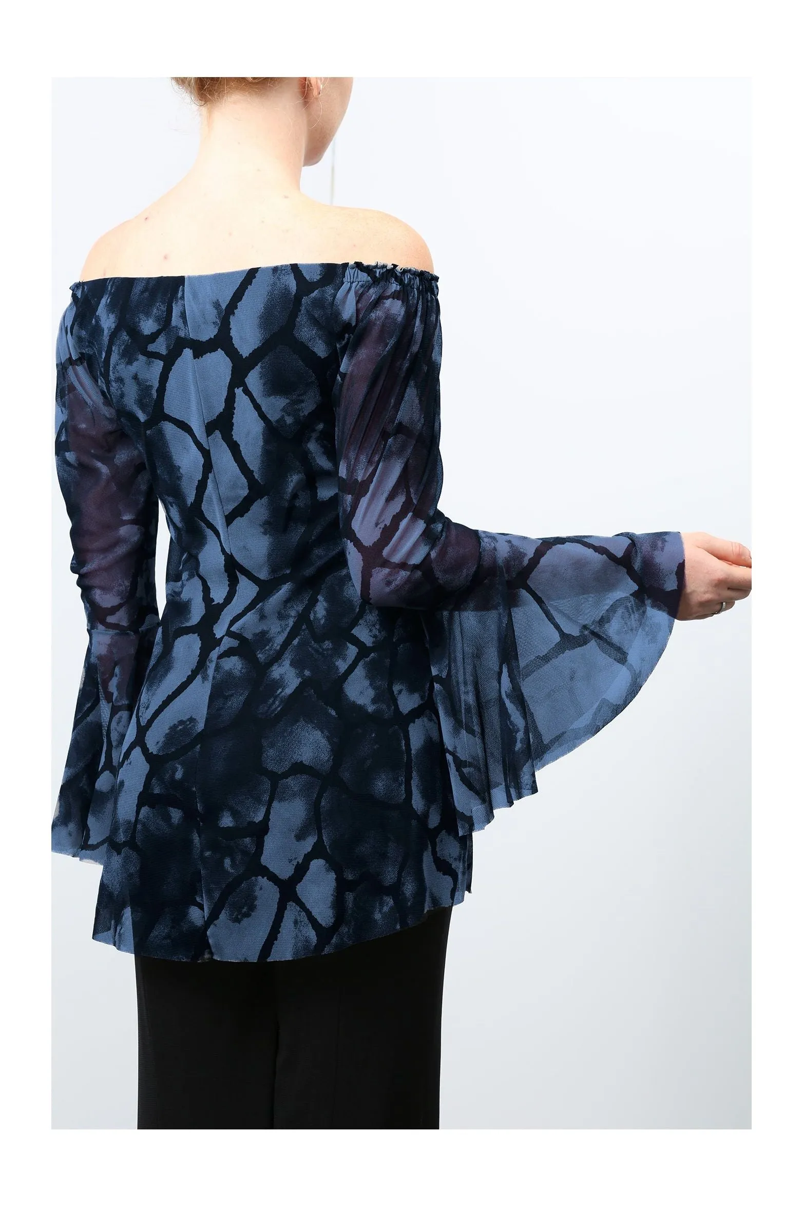 ETHIOPIA Off The Shoulder Top Blue