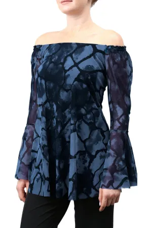 ETHIOPIA Off The Shoulder Top Blue