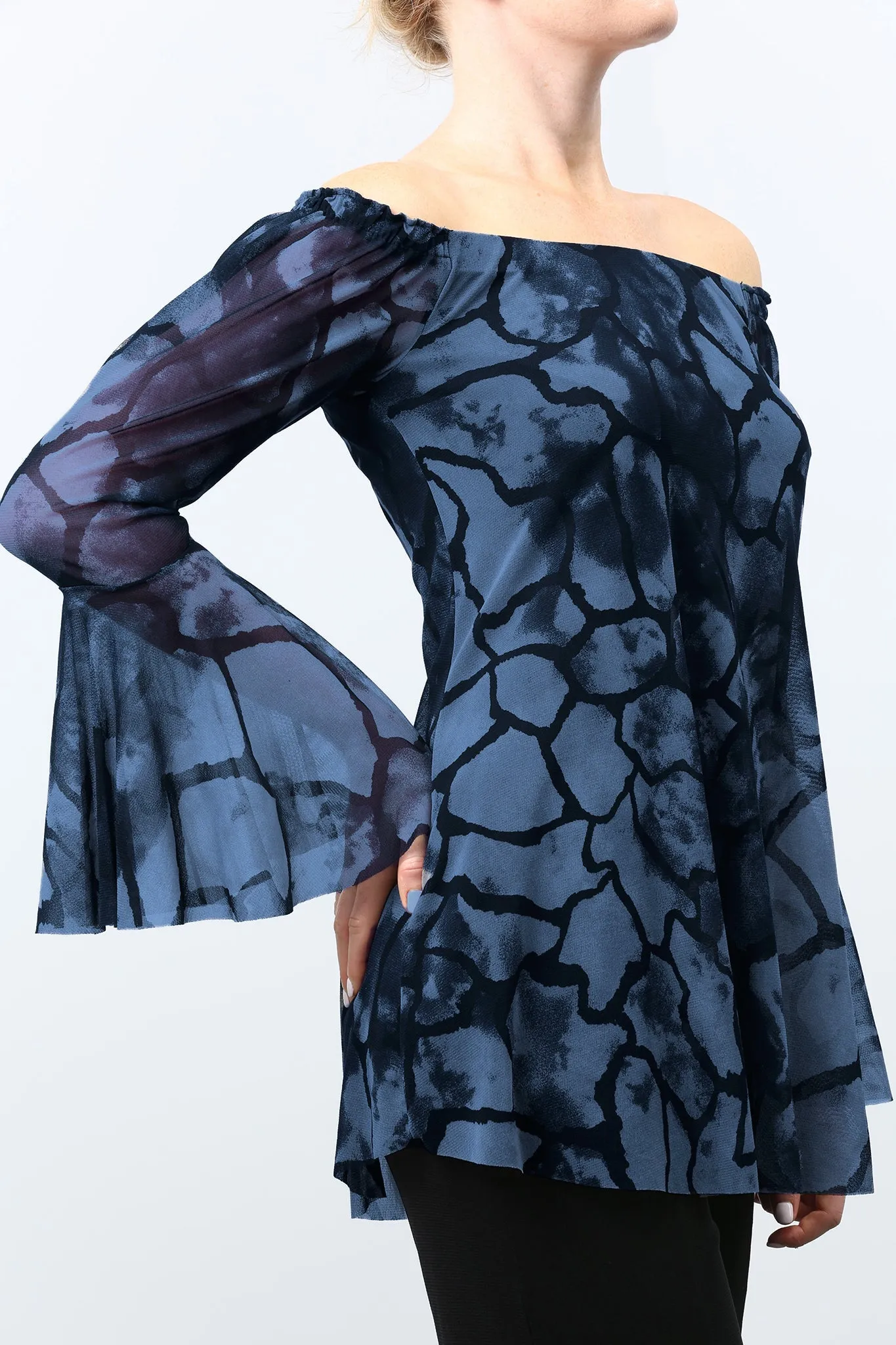 ETHIOPIA Off The Shoulder Top Blue
