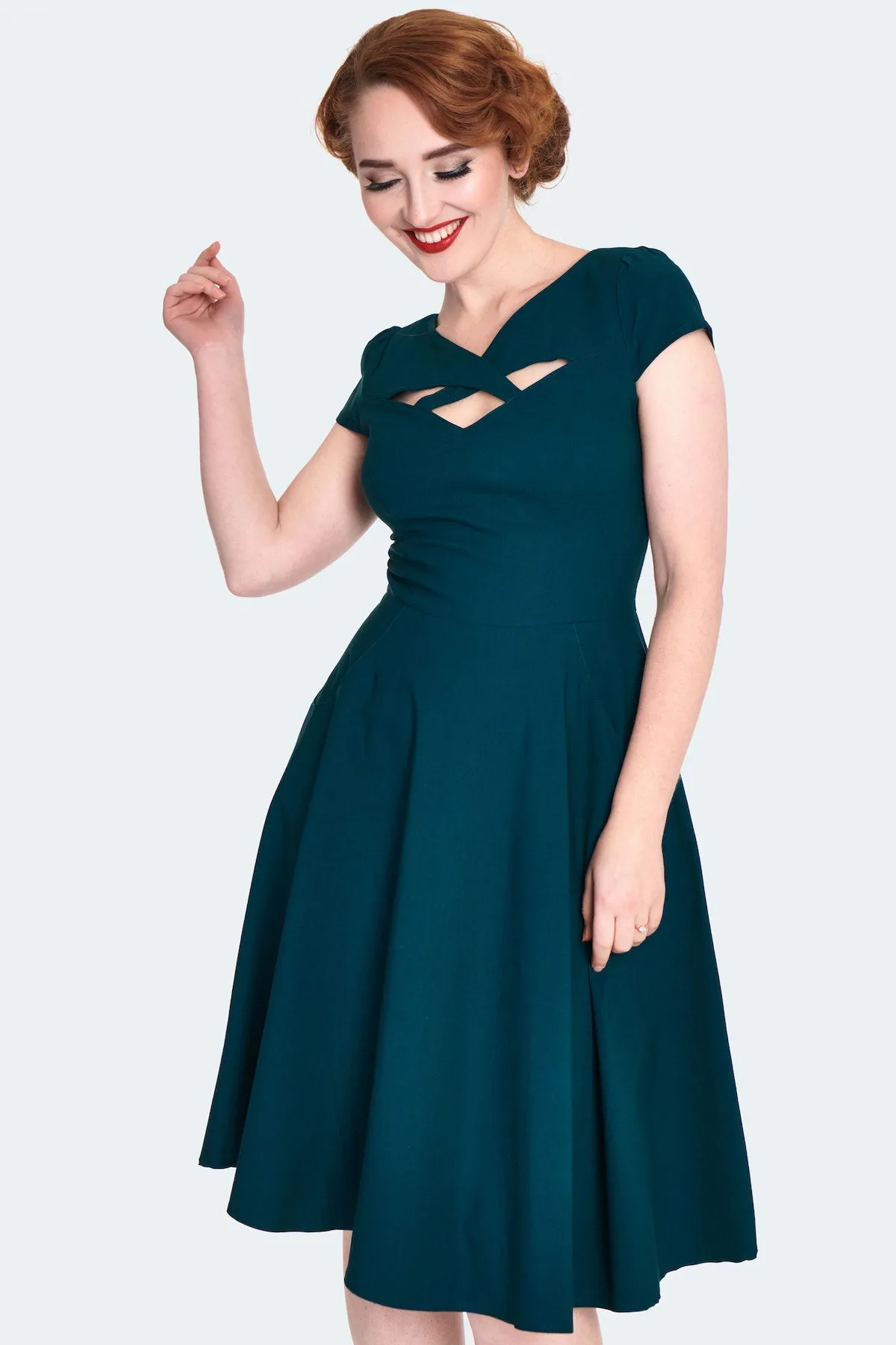 Evergreen Cut Out Swing Dress