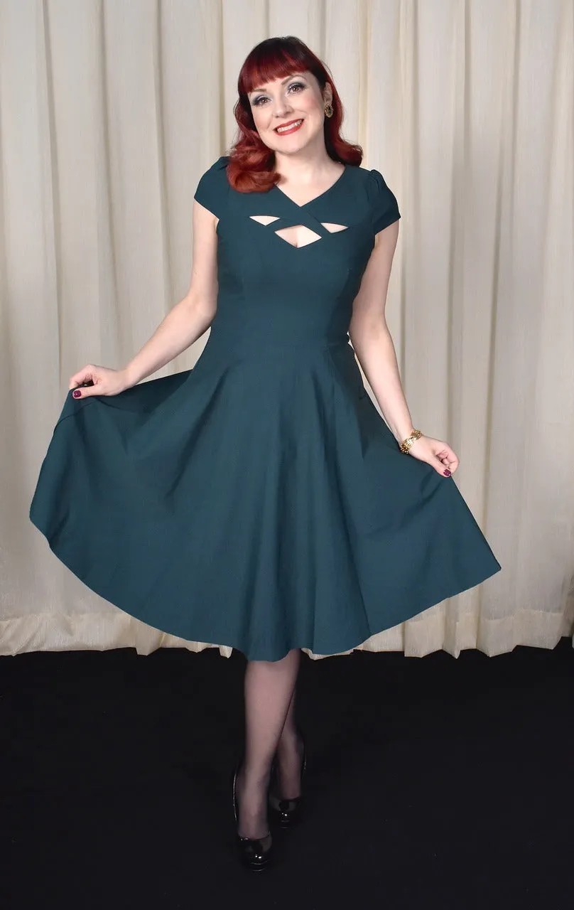Evergreen Cut Out Swing Dress