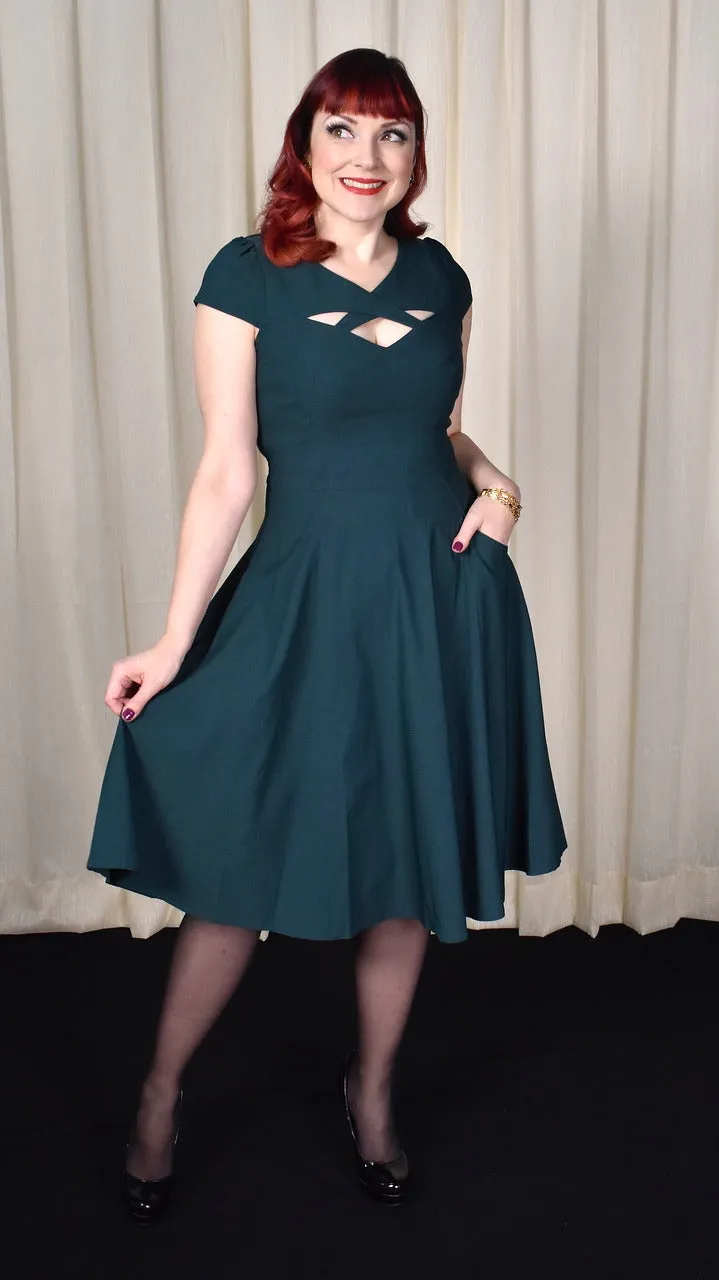 Evergreen Cut Out Swing Dress