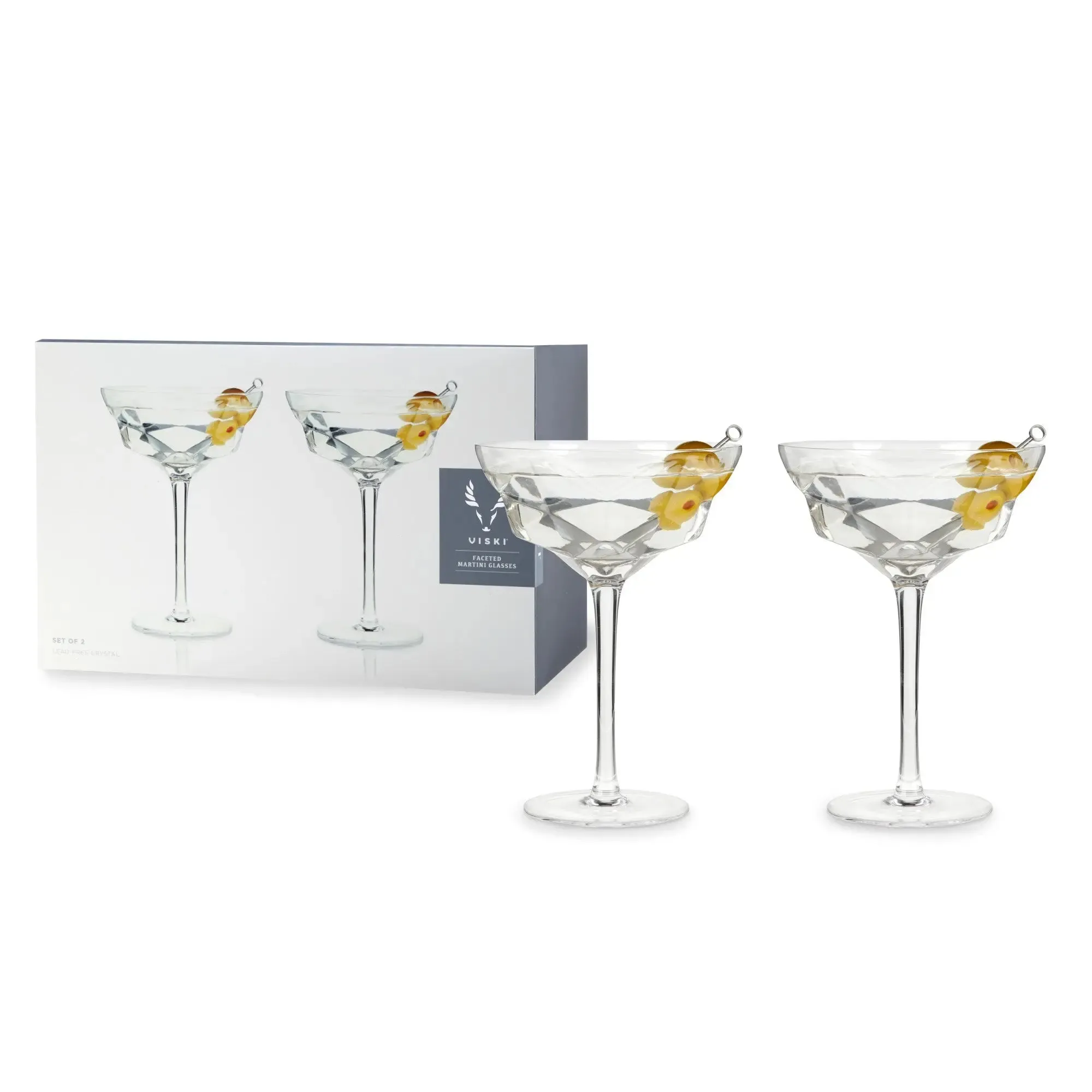 Faceted Crystal Martini Glasses by Viski