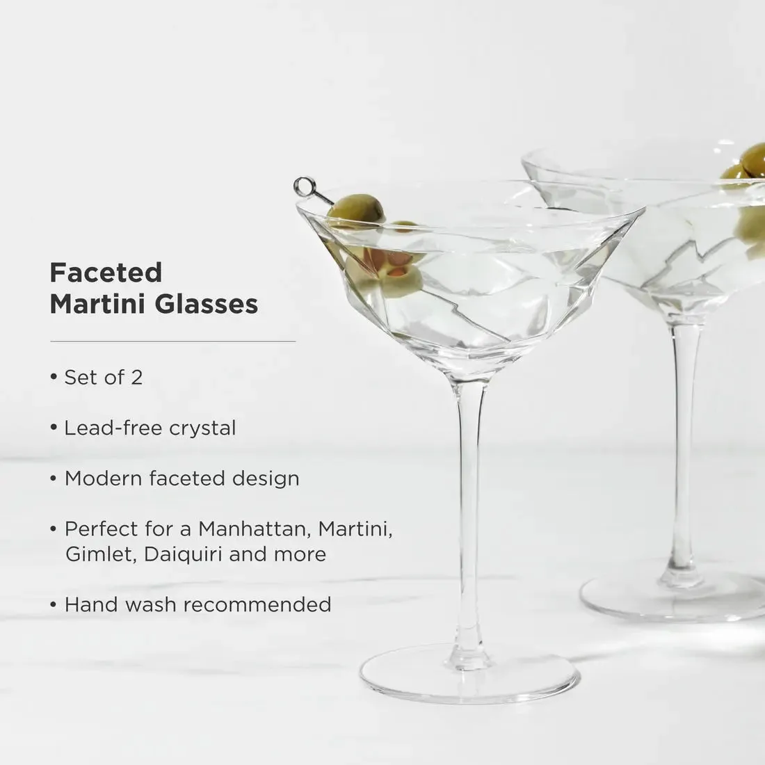 Faceted Crystal Martini Glasses by Viski