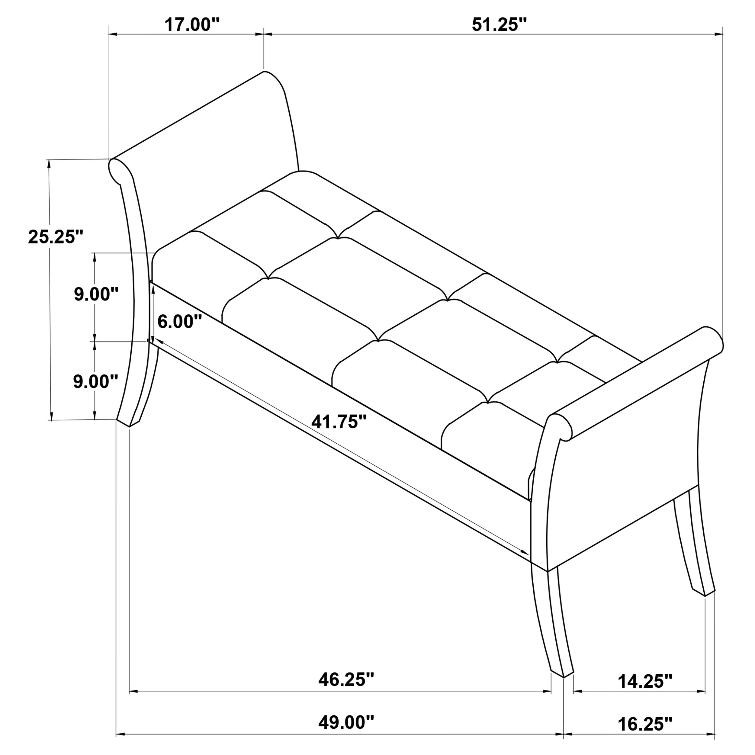 Farrah Velvet Upholstered Rolled Arm Storage Bench Silver