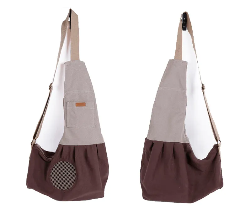 Fashion Portable Canvas Carrying Single Shoulder Bag for Small Pets Cat Dog Outdoor Use coffee_60*50*19cm