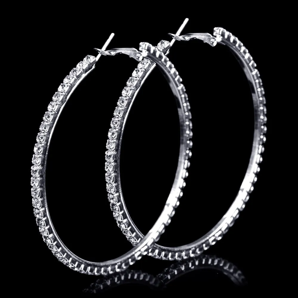 Fashion Rhinestone Big Hoop Earrings