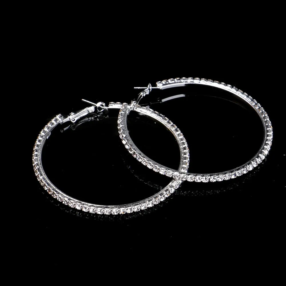 Fashion Rhinestone Big Hoop Earrings