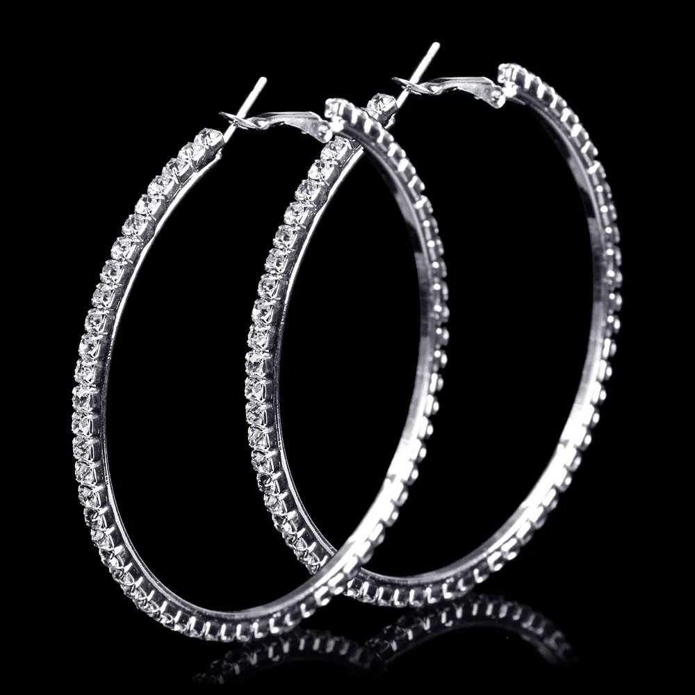 Fashion Rhinestone Big Hoop Earrings