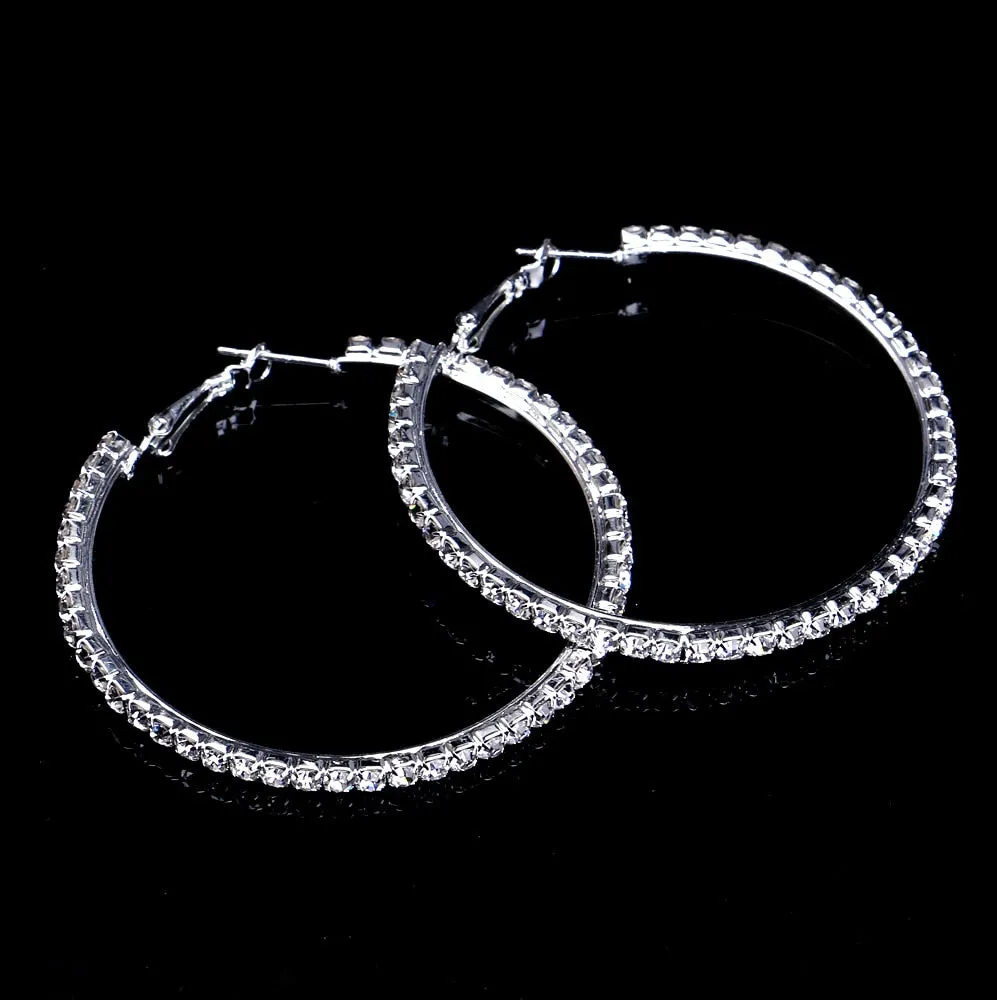 Fashion Rhinestone Big Hoop Earrings