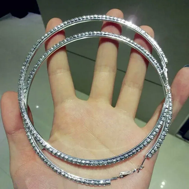Fashion Rhinestone Big Hoop Earrings
