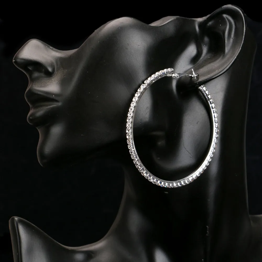 Fashion Rhinestone Big Hoop Earrings