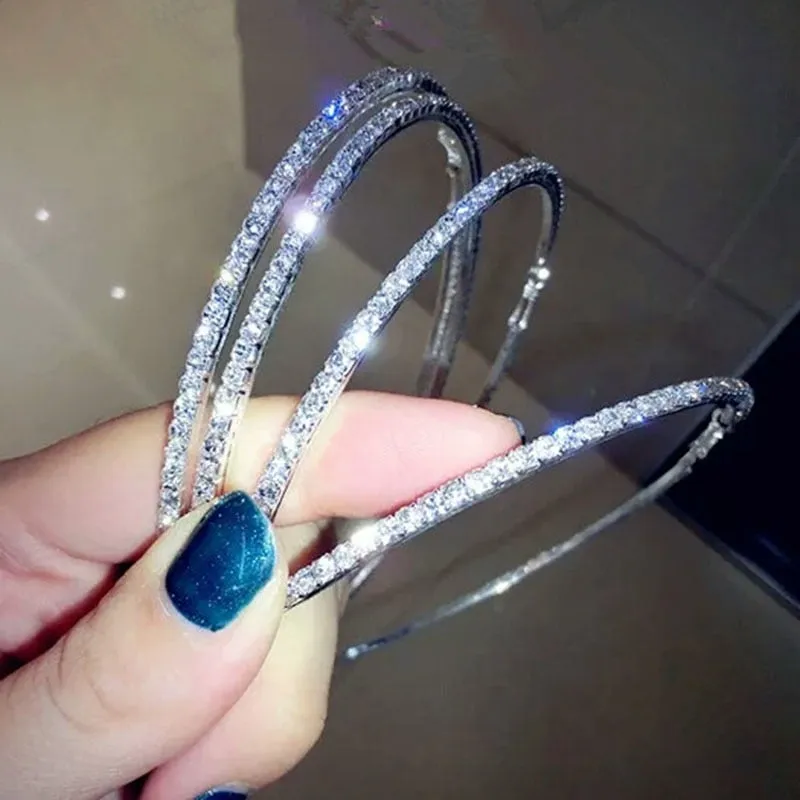 Fashion Rhinestone Big Hoop Earrings