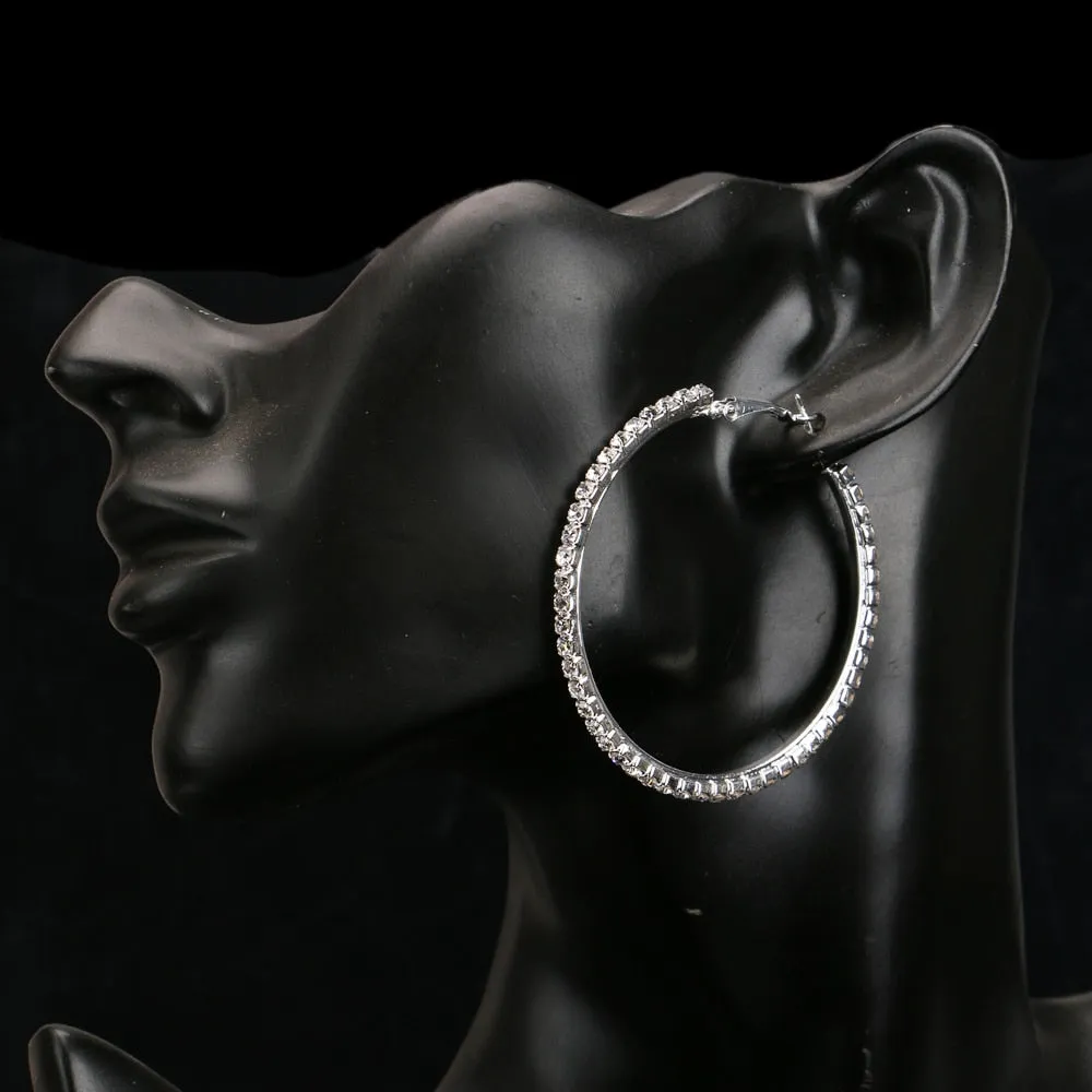 Fashion Rhinestone Big Hoop Earrings