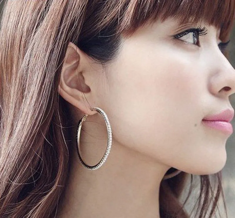 Fashion Rhinestone Big Hoop Earrings