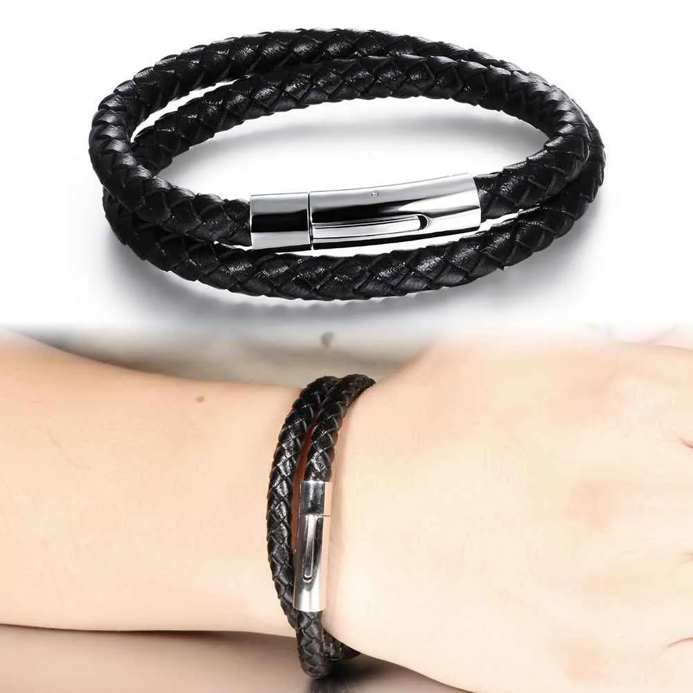 Fashion Stainless Steel Genuine Leather Bracelets & Bangles, Casual Sports Accessory for Men