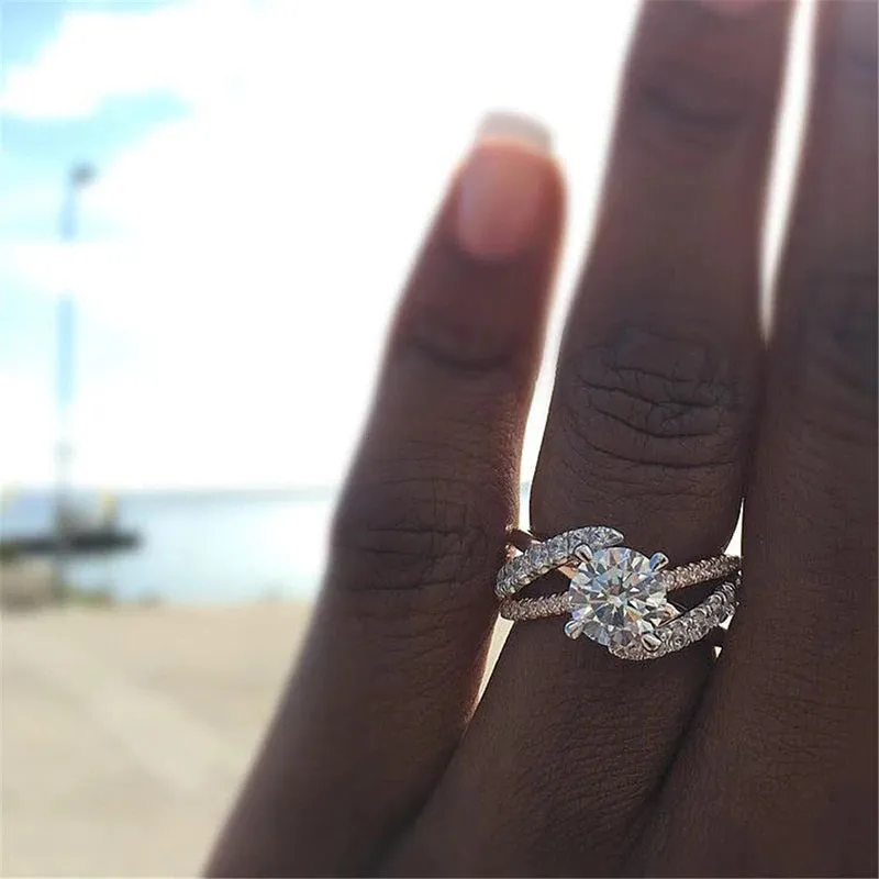 Fashion Women’s Luxury Zircon Crystal Engagement Ring