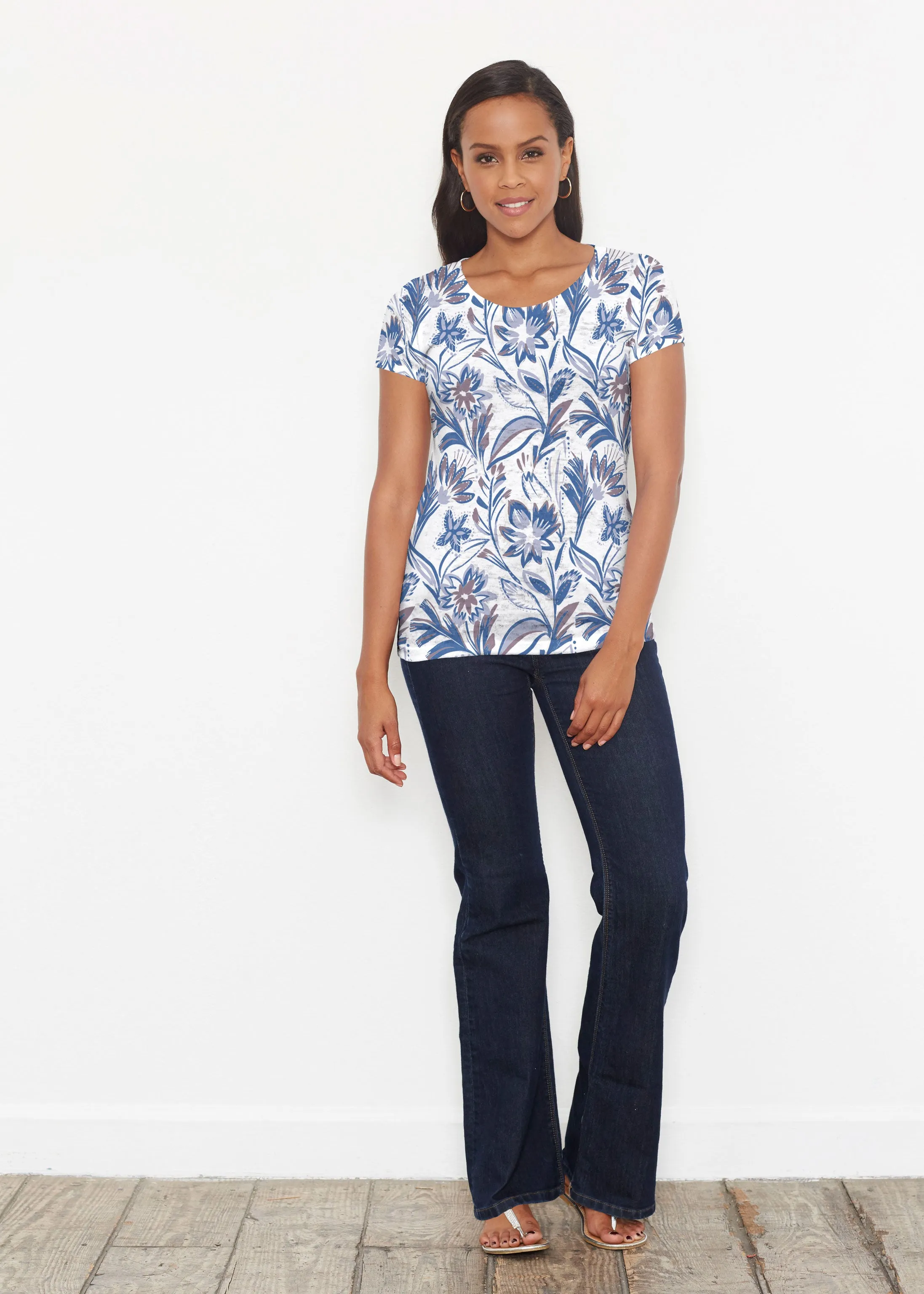 Floral Buds (8015) ~ Short Sleeve Scoop Shirt