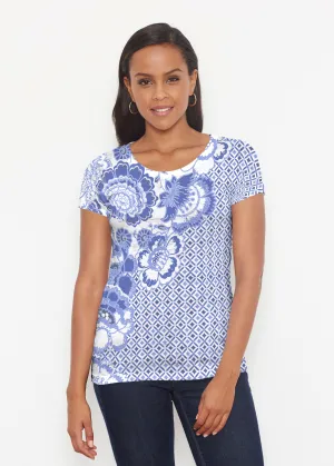Floral Crossing Geo (7973) ~ Short Sleeve Scoop Shirt